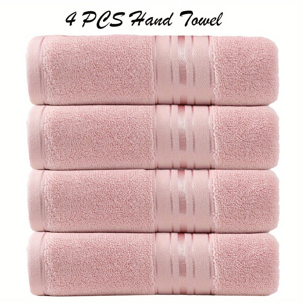 3-piece cotton towel set includes a washcloth, hand towel, and bath towel. Absorbent, quick-drying, super soft, and skin-friendly. Ideal for home bathroom use.