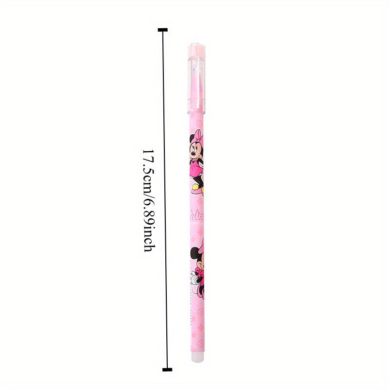 1 pack of Mickey Mouse gel pens with erasable ink, 0.5mm medium point, assorted cartoon designs, ideal for school or office.