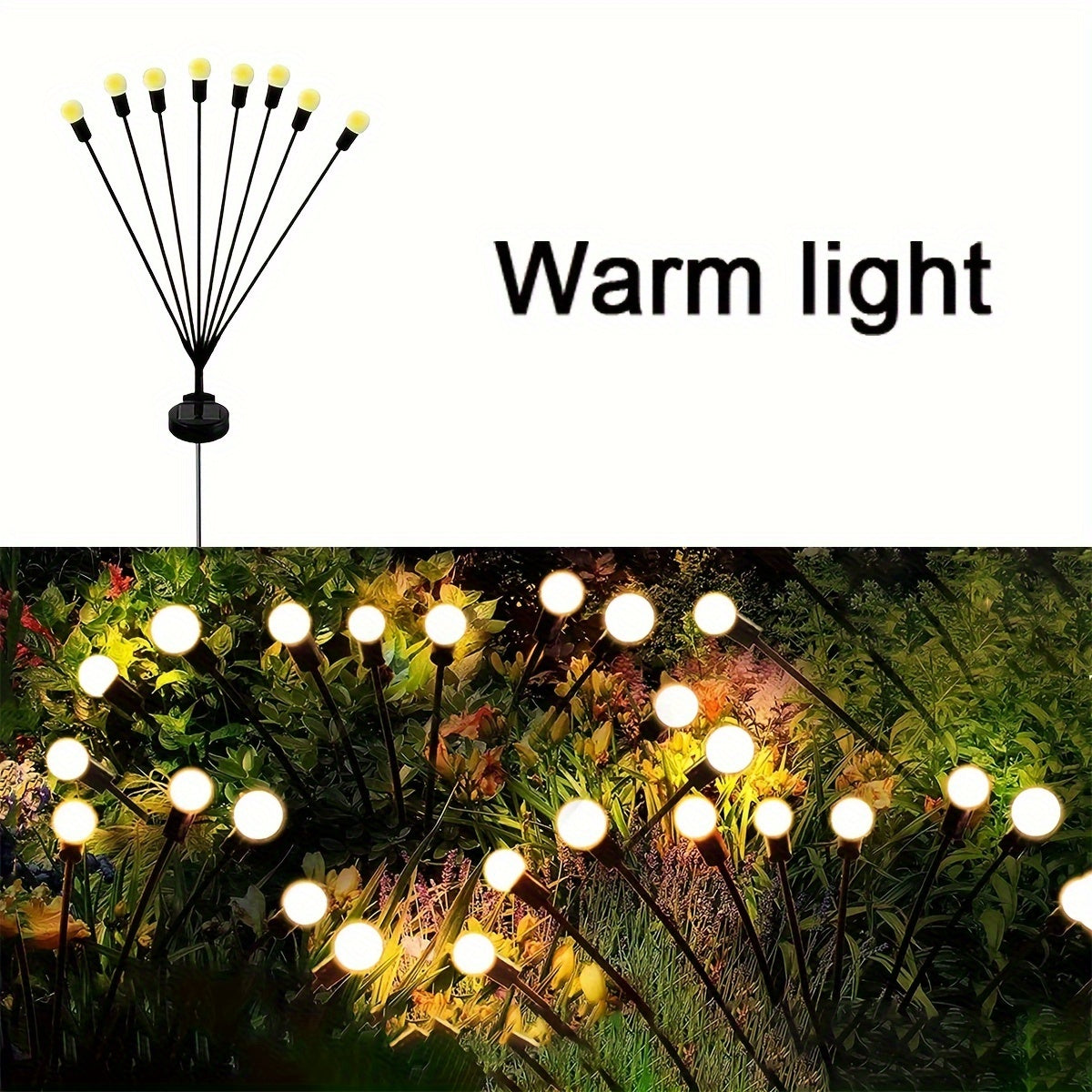 12LED solar firefly light for outdoor decoration in gardens, cafes, parks, and commercial spaces. Can be used as landscape or lawn lighting.