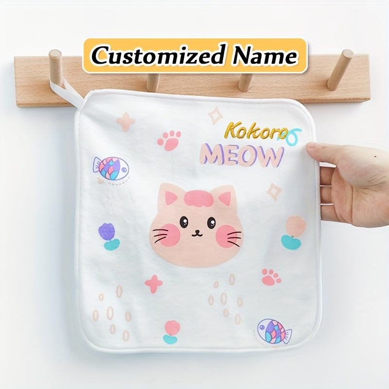 Exclusive gift of 4 customized bibs made from soft knit fabric with a double-layer design, personalized with a name. These gentle face wipes also double as saliva towels.