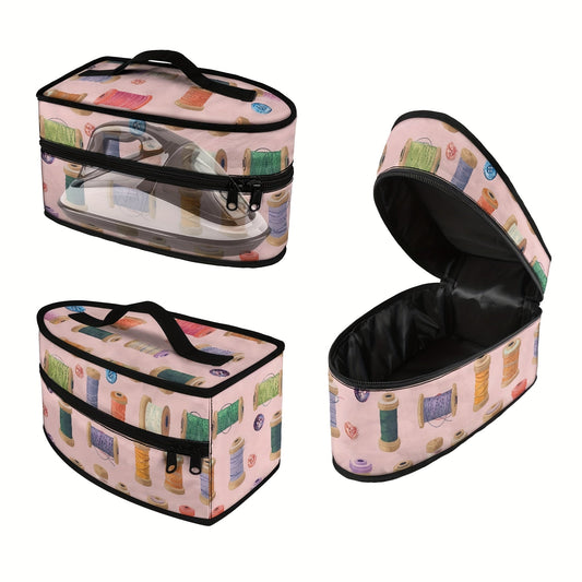 A convenient Portable Ironing Bag with a Stylish Textile Design, complete with a Top Handle and Double Zippers. Perfect for keeping your clothes dust-free during travel or storage.