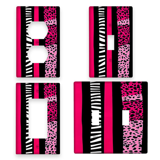 Pink Leopard & Zebra Switch Cover - Decorative Wall Plate for Home Lighting