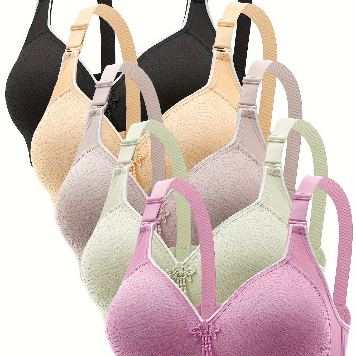 5 Seamless Tassel Wireless Tank Bras, Comfy Push Up Lingerie for Women