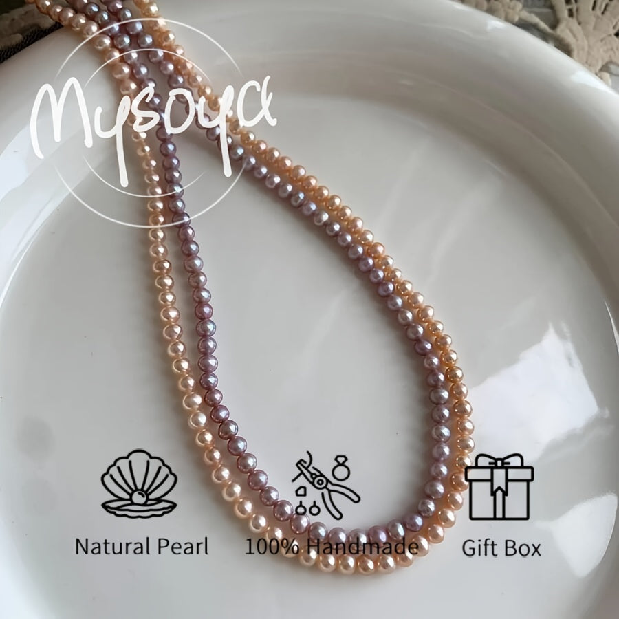 Vintage Boho Handmade Natural Freshwater Pearl Necklace, 5-6mm, June Birthstone, Alloy Material with No Plating, Suitable for Daily and Party Wear. Comes with a Gift Box, Perfect for Christmas, Birthday, Anniversary, Thanksgiving, New Year, and