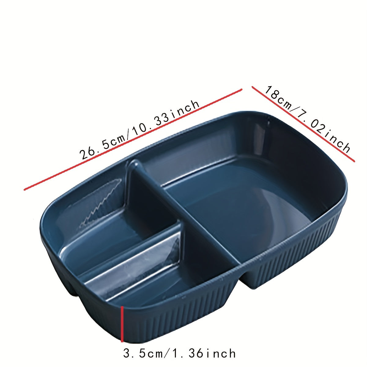 1-pc divided plates for portion control, including dessert and salad sections, made of microwave and dishwasher safe PP material.