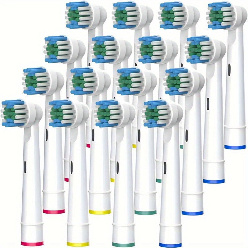 Electric toothbrush replacement heads for Oral B models are available in packs of 4, 8, or 16.