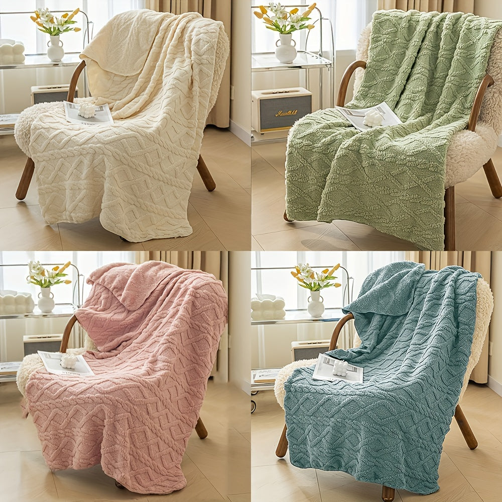 1pc Lamb Fleece Blanket - Luxuriously Soft with 3D Fashionable Design, Plush and Thick for Extra Warmth. Versatile Blanket for Bed, Couch, or Travel. Perfect for Keeping Cozy in any Setting.