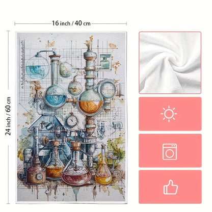 A pair of ultra-soft kitchen towels with a chemistry map design, excellent absorption, and ideal for holiday decor. These towels are machine washable and measure 40.64X60.96 cm.