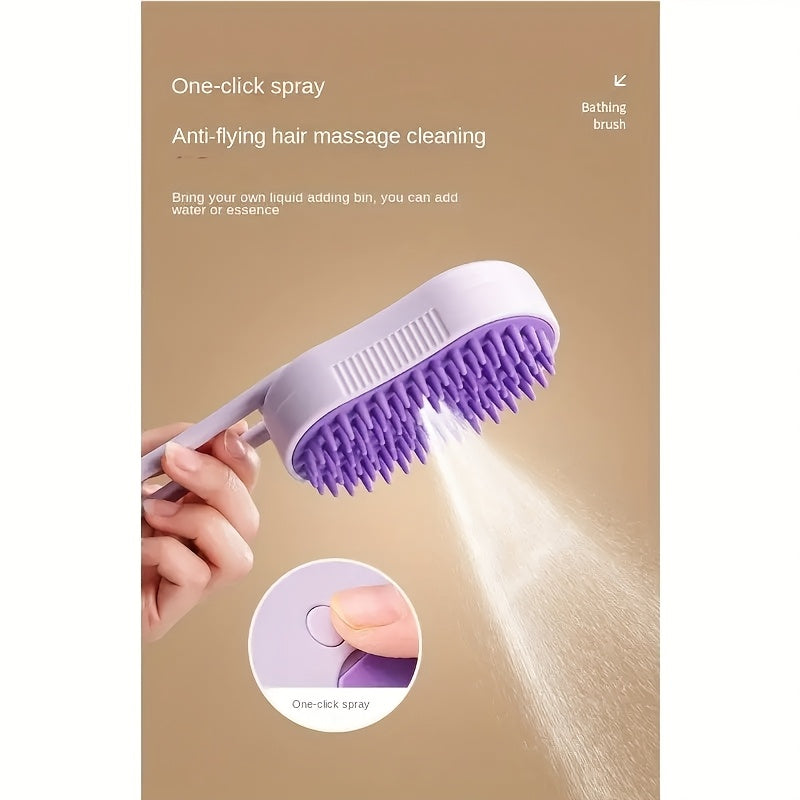 USB rechargeable 3-in-1 steam pet brush for cats and dogs with long and short hair, made of plastic with silicone bristles. Voltage: ≤36V.