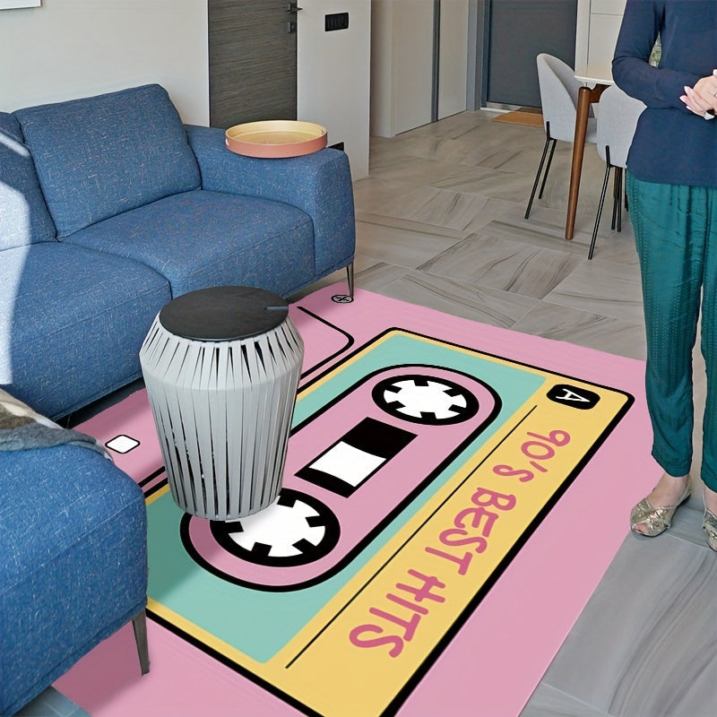 Retro Cassette Tape Inspired Door Mat - Vibrant, Anti-Slip & Stain-Resistant Kitchen Rug for Home Styling, Entryway, and Doorway