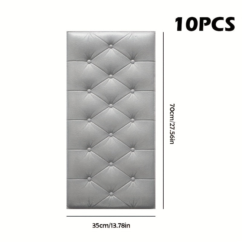 10pcs 70.0×35.0 cm 3D Soft Pack Bumper Wallpaper, Waterproof, Self-Adhesive Wall Stickers for Bedroom, Living Room Decoration.