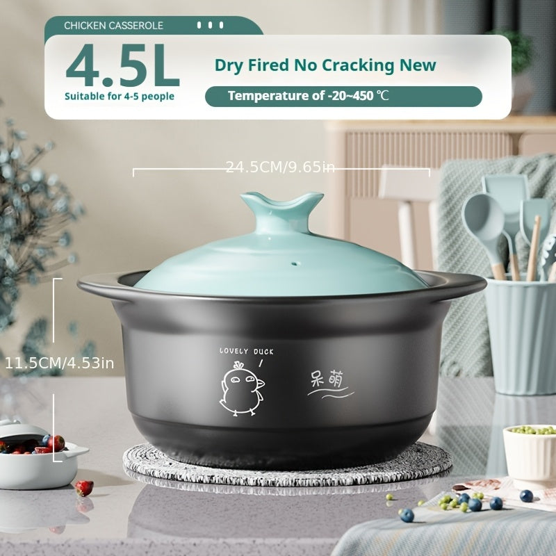 This ceramic stew pot with a matching lid and casserole dish is expertly crafted for high temperature and heat resistance, making it the ideal choice for domestic gas heating. Perfect for use in kitchens, at parties, or in the comfort of your own home.