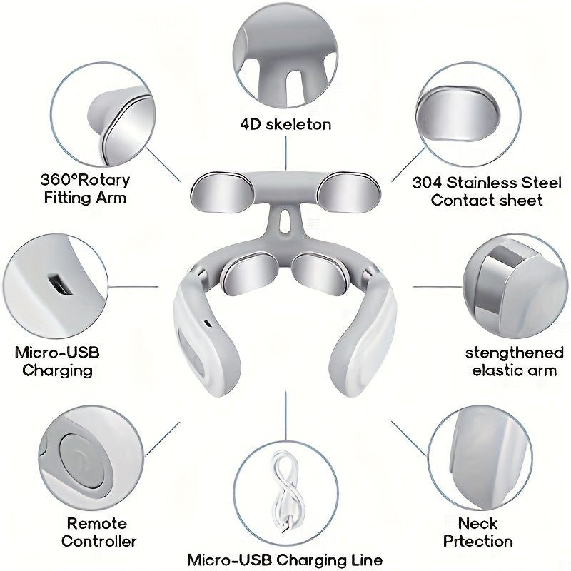 Rechargeable neck massager for deep tissue kneading, scent-free, ideal for relieving neck and shoulder tension - perfect gift for anyone.