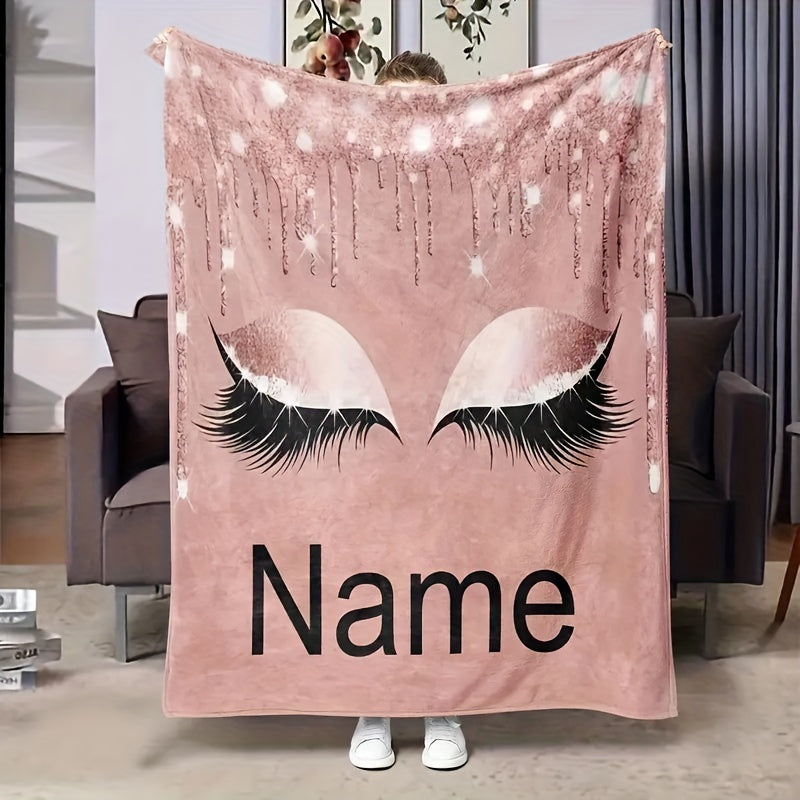 Customize your space with this stunning Pink Beautiful Eyes Print Fleece Throw Blanket. This personalized, soft and warm fleece blanket is perfect for adding a touch of modern style to your sofa, bed, travel, camping, living room, or office. It is