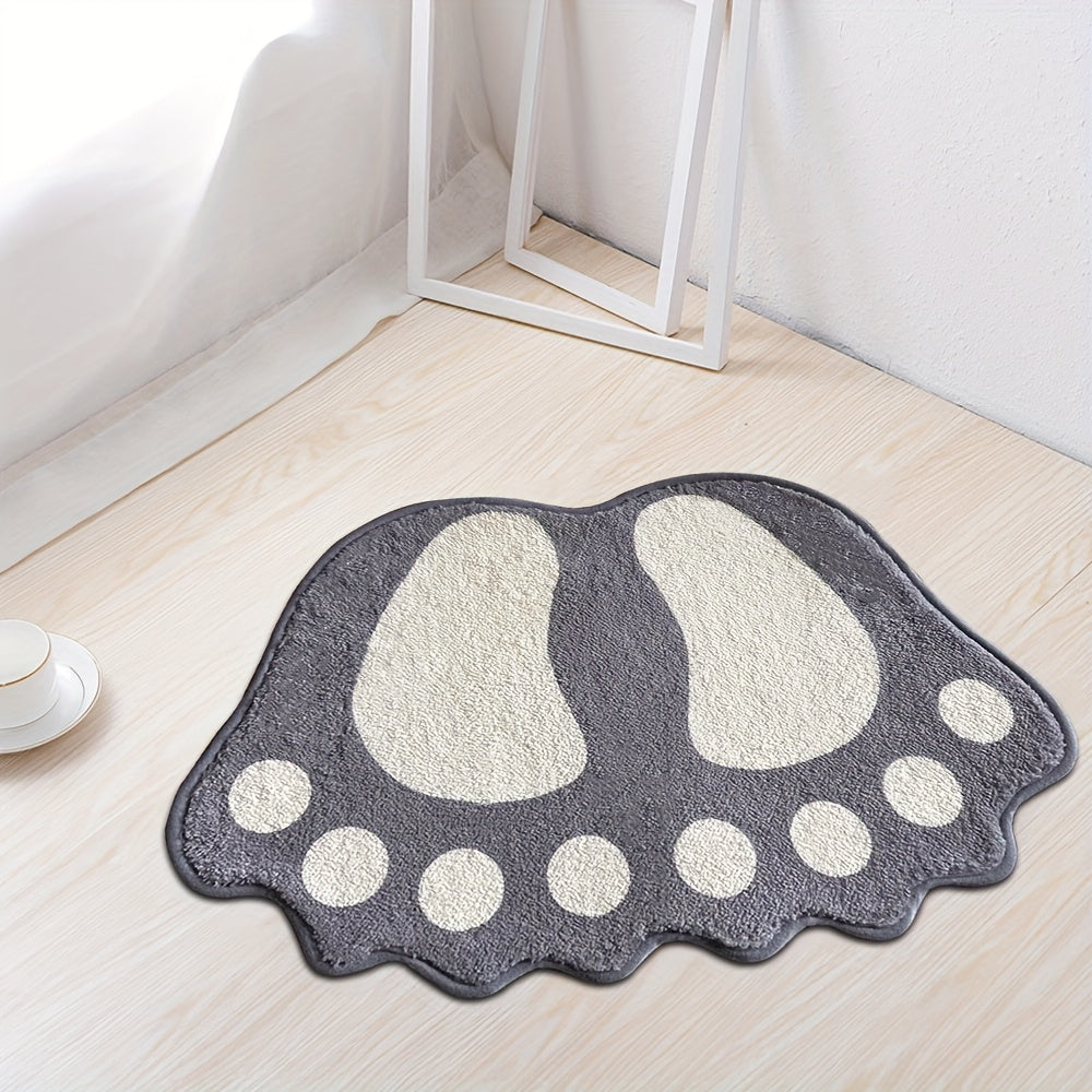 Microfiber bath mat with non-slip grip, perfect for bathroom, toilet, shower, and kitchen. Features a cute footprint pattern for home decor and bathroom accessories.