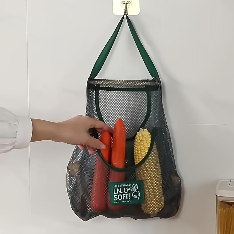 Essential Home Accessory: Wall-Mounted Mesh Bag Organizer for Fruits, Vegetables, Ginger & Garlic - Versatile Kitchen Storage