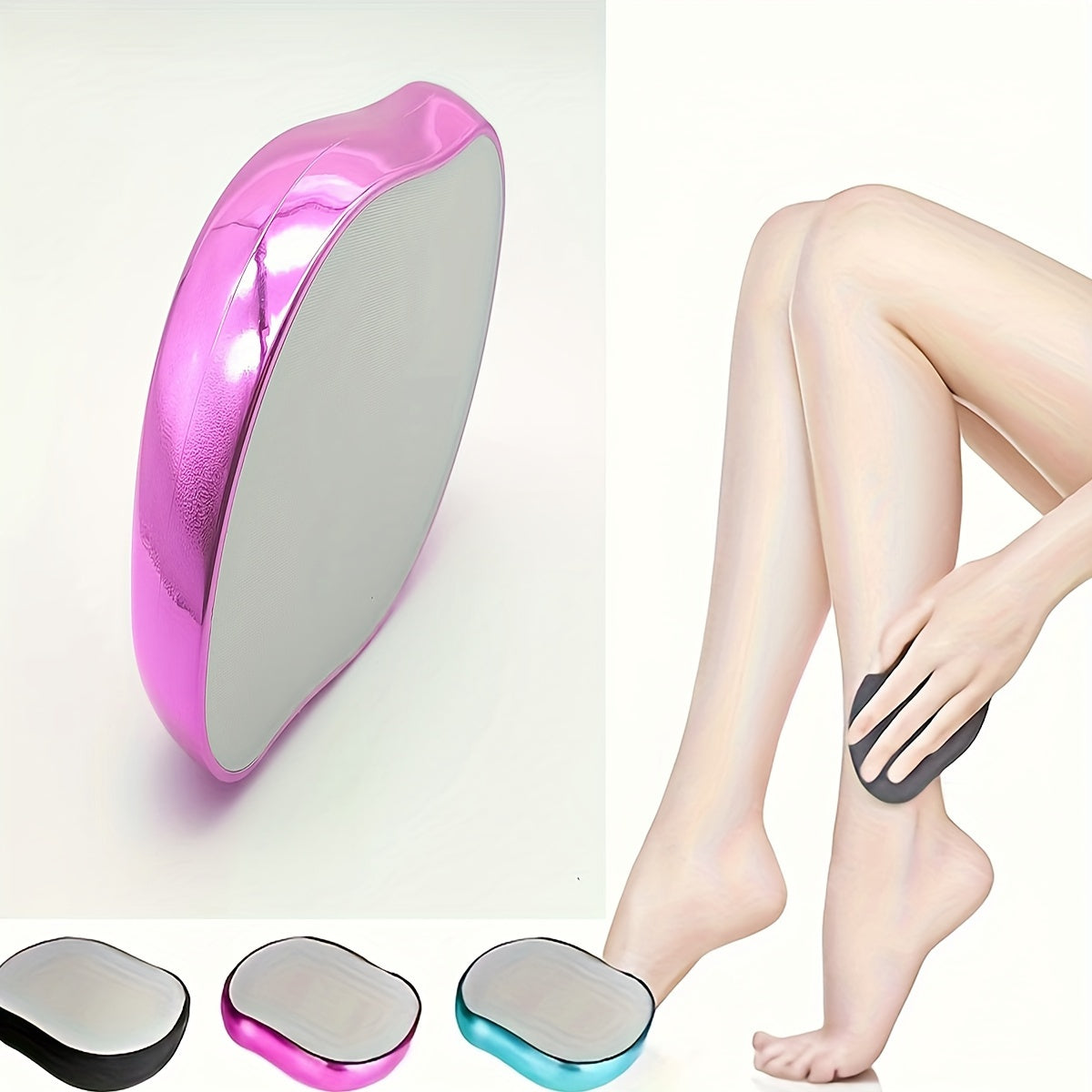 Painless hair removal for women with waterproof crystal glass epilator in white, pink, and black, ideal for smooth skin.