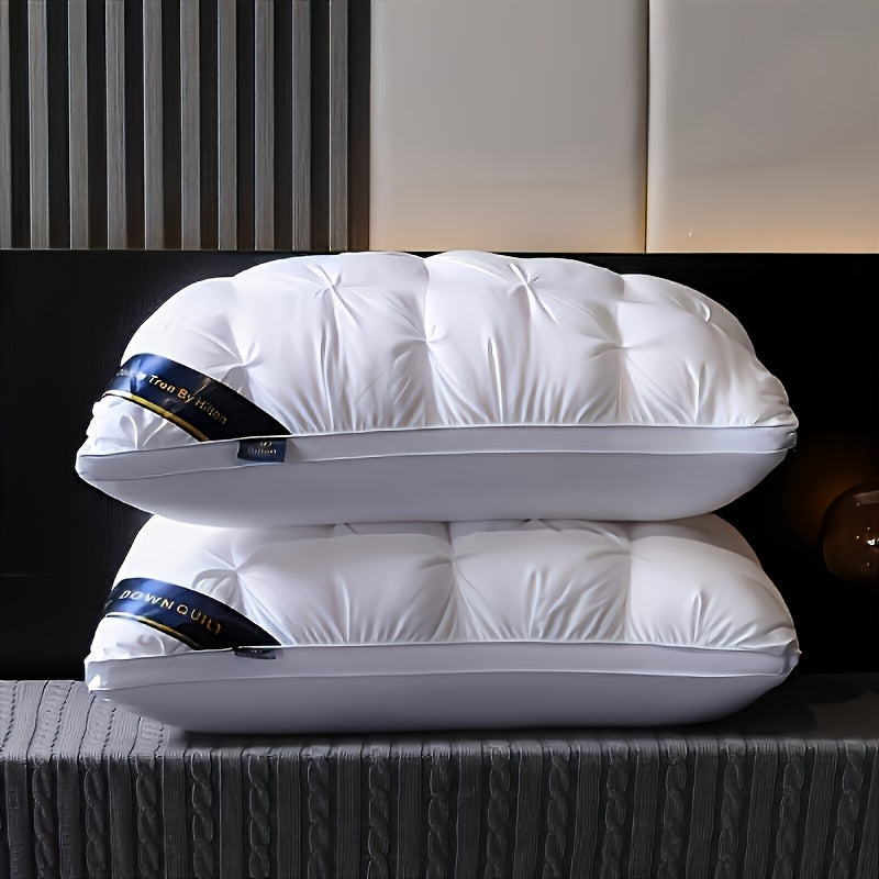 2 luxury hotel quality neck support pillows for deep sleep comfort at home or as a gift.