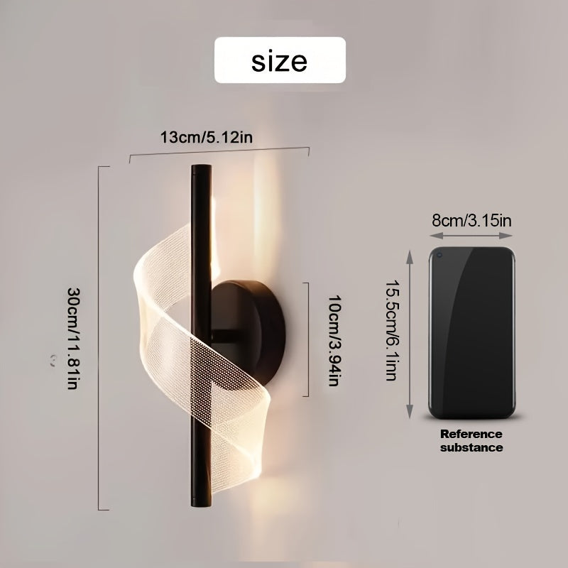 Contemporary S-Shaped LED Wall Sconce in Golden Metal & Acrylic Design - Ideal for Bedroom, Study, or Hallway - Warm Ambient Glow, Hardwired Installation, LED Lights for Bedroom.