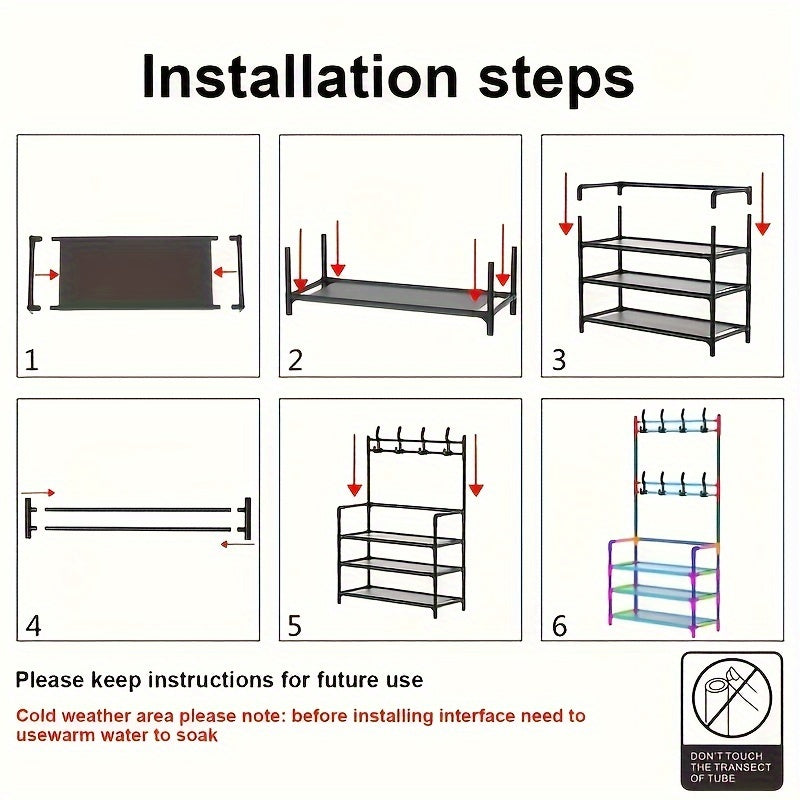 Metal storage rack with varnished finish, free-standing coat hanger, sturdy organizer for bedroom and entryway in black or white.