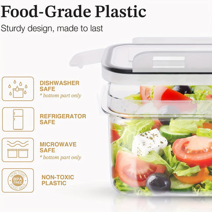 Set of 10 airtight food storage containers made from BPA-free materials, perfect for storing sugar, flour, and spaghetti. Dishwasher safe with labels included. Ideal for home use.