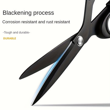 1pc Durable Stainless Steel Large Scissors with Sharp Black Multi-Layer Fabric Cutting Shears for Home, Office, Artists, and Tailoring. Ergonomic Grip and Stainless Steel Blades. Great for