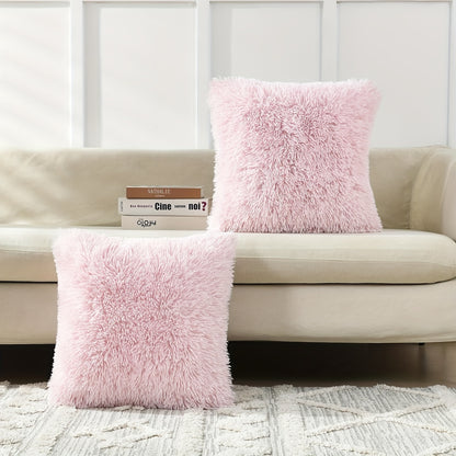 Luxurious 40.64x40.64 cm Fluffy Throw Pillow Cover with Zip Closure - Soft, Fuzzy Square Case for Sofa & Bedroom Decor, Hand Wash Only, Modern Home Decor. Pillow insert not included.