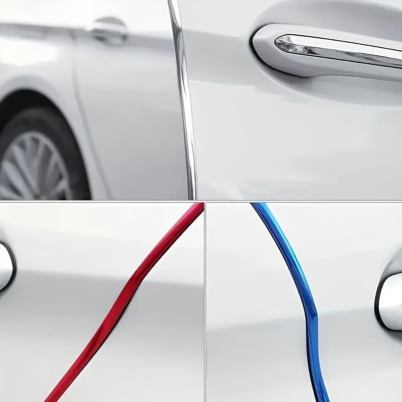 5m car door chrome decoration strip with rolled design for scratch prevention. Durable rear bumper guard for vehicle protection.