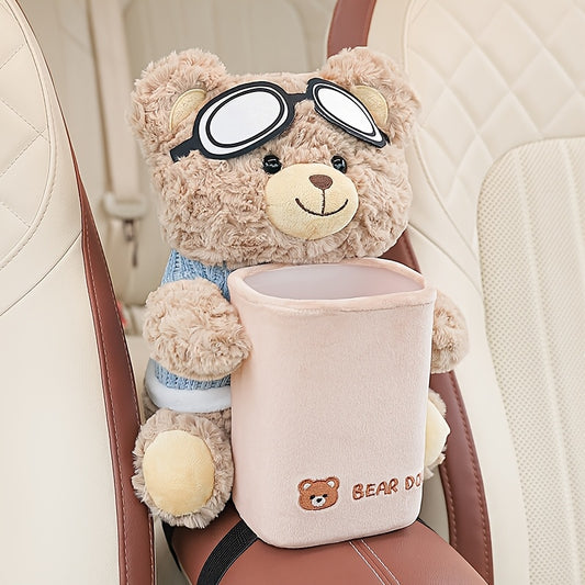 Car tissue holder and trash can combo for cute and original car storage. Suitable for car armrest interior accessories.