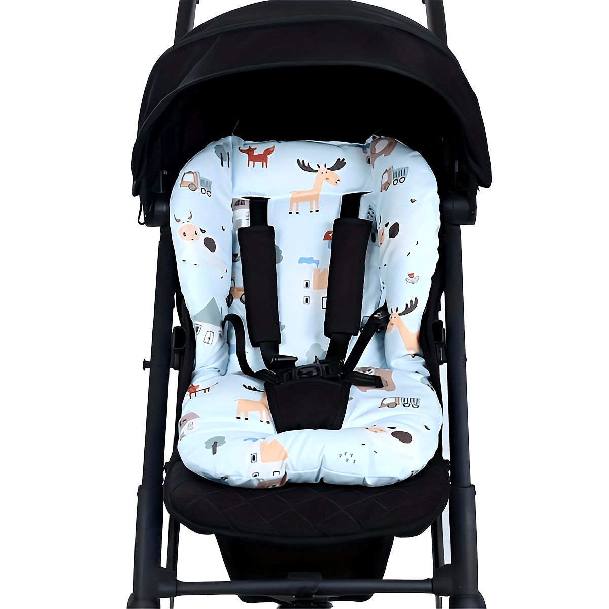 Animal Print 1-Pack Baby Stroller Seat Liner, Suitable for High Chairs and Car Seats, Breathable Polyester Cushion for Infants & Toddlers Ages 0-3 - Features Pierced Shoulder Straps and Belt Perforation Design for Universal Fit.