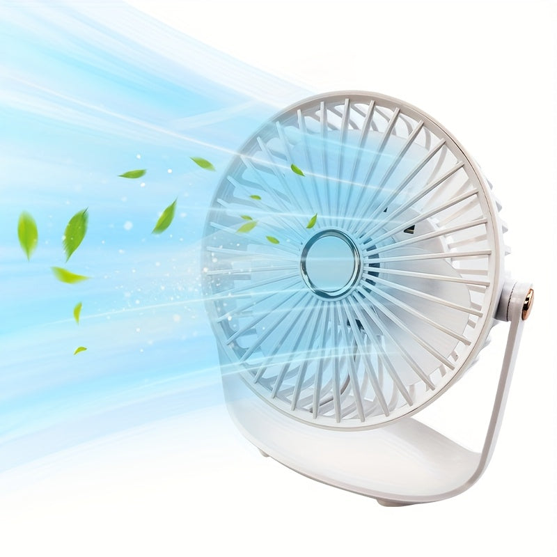 Introducing the JKUOO Sleek Portable Mini Desktop Fan - a 5-Speed USB Cooling Fan that is Quiet, Rotatable, and comes with a Digital Display & Hanging Option. This fan is perfect for use in the Home, Office, Bedroom, Dorm, or even for Indoor/Outdoor