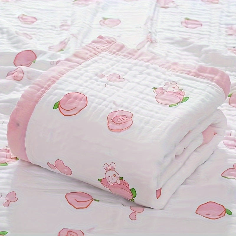 Cute Print Cotton Blanket made of six layers of high-density cotton gauze, perfect for use as a lunch blanket or for a cozy nap on the sofa or office bed. This skin-friendly blanket is a must-have for ultimate comfort.