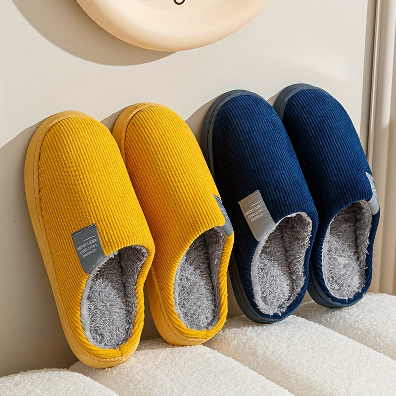 Men's Cozy Fleece-Lined Slippers: Soft, Warm Indoor Shoes for Fall/Winter