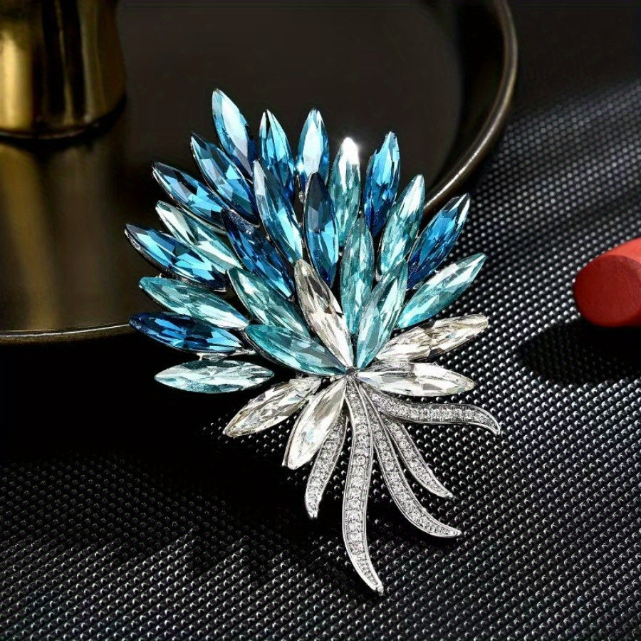 Stylish Blue Crystal Wheat Ear Brooch - Perfect for Dressing Up Outfits, Waistbands, and Hats