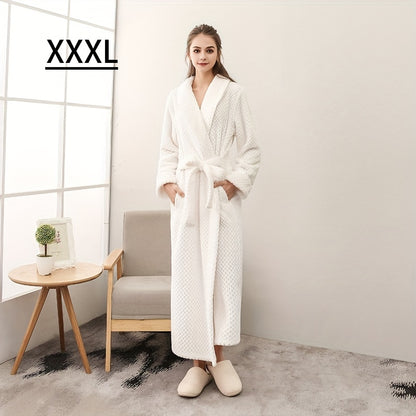 Thick, cozy couple's bathrobe with long sleeves for autumn and winter comfort.