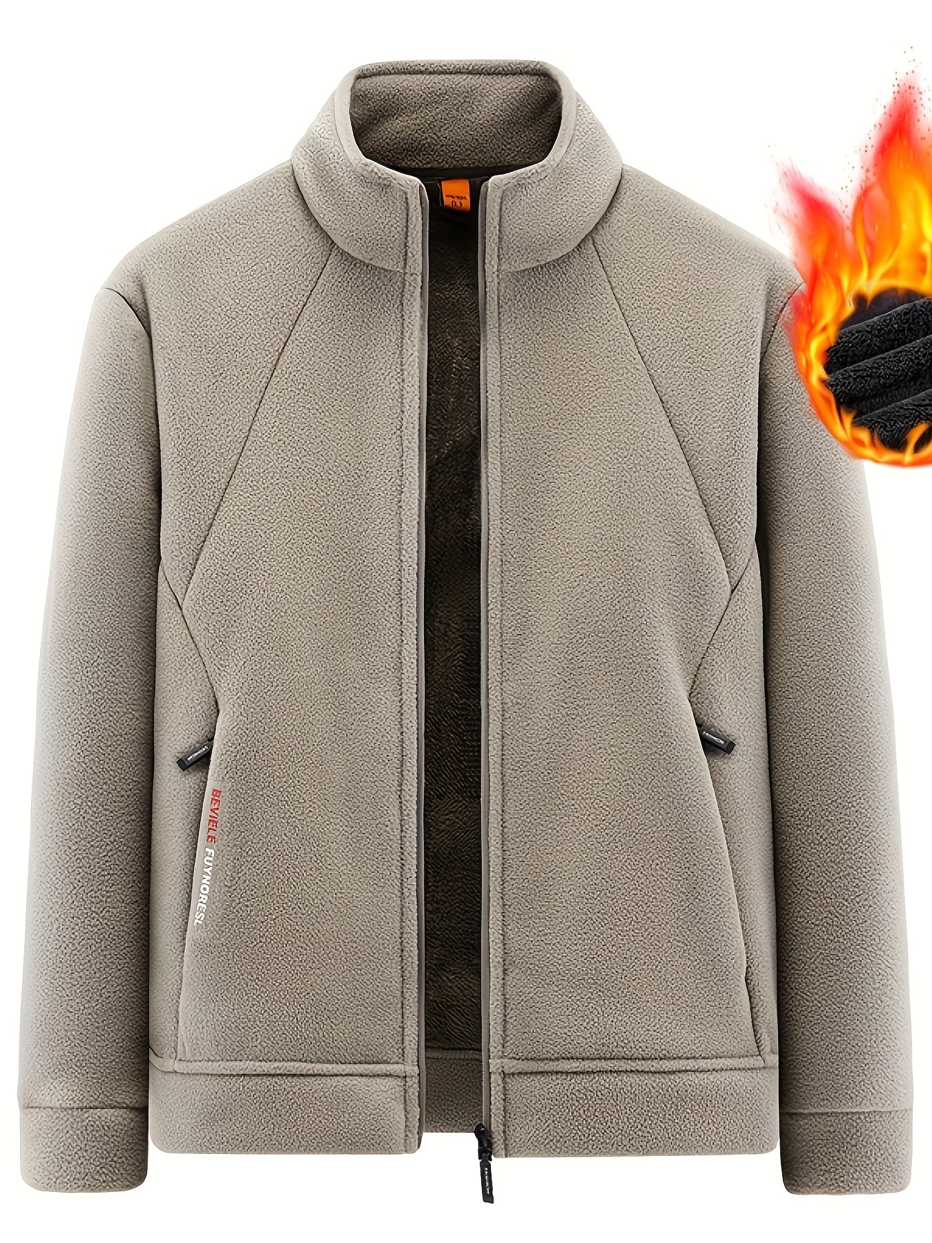 Men's Premium Fleece-Lined Zip-Up Jacket for Fall/Winter Outdoor Wear