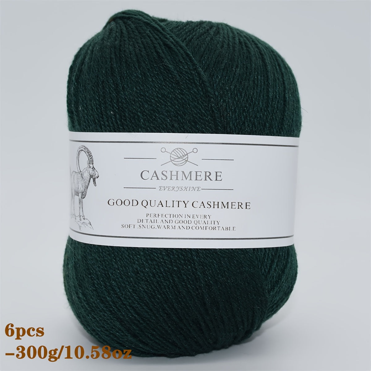 6-Pack Luxurious Cashmere Yarn for Knitting and Crocheting - Soft, Warm, Durable 80% Cashmere 20% Acrylic Blend - Perfect for Sweaters, Pants, Gloves, Hats, and DIY Crafts - 1.76oz Each