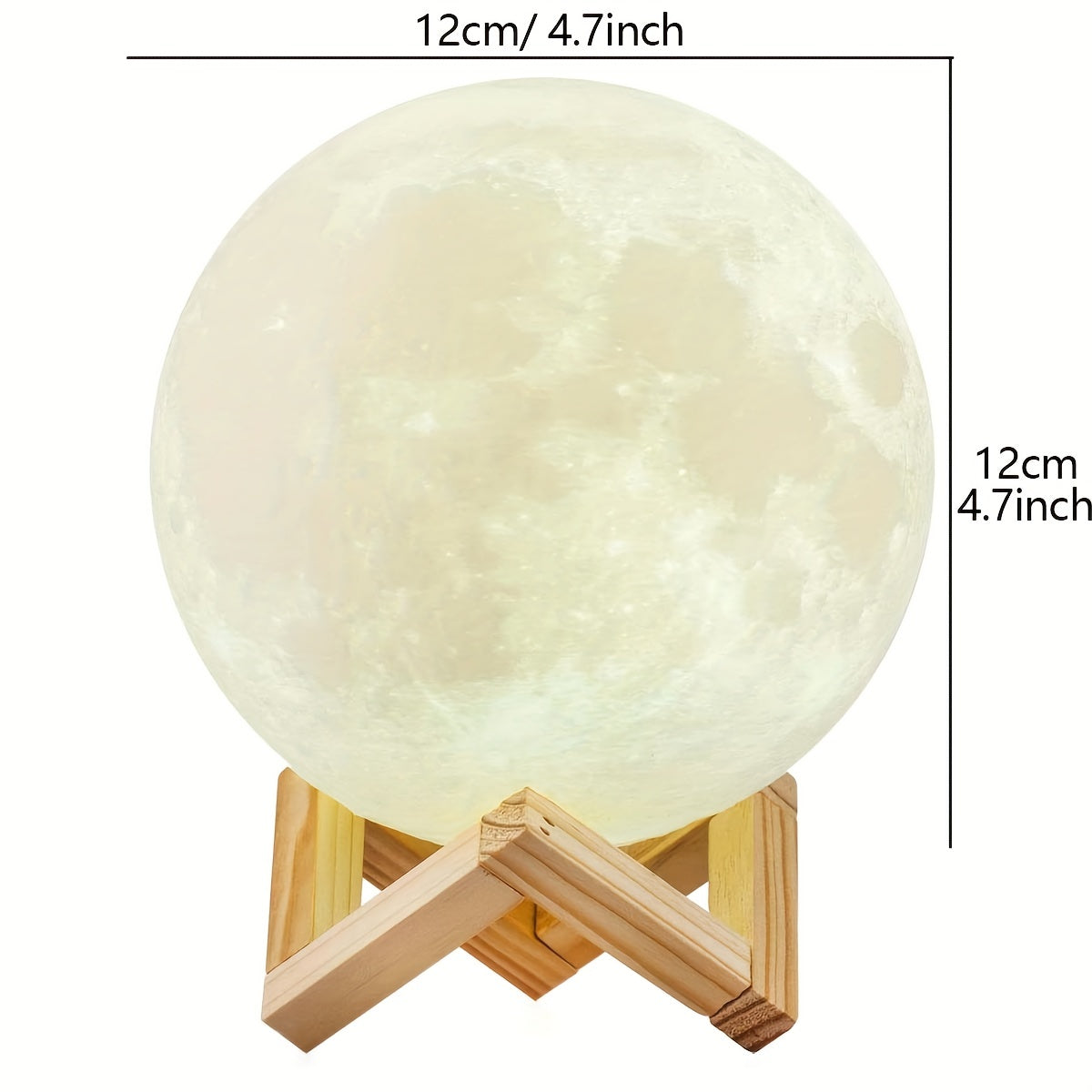 Moon night light for girls with wooden base, 2 control methods (remote and touch), rechargeable with 128 colors, 12cm diameter. Perfect gift for holidays and special occasions.