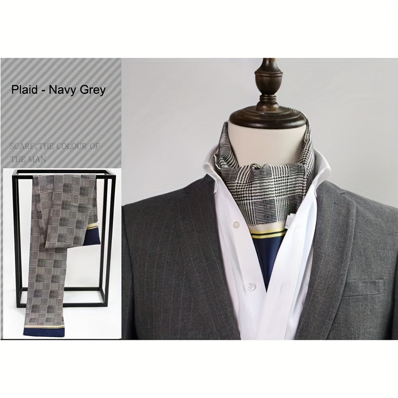 Stylish Men's Scarves: British Vintage Suit Shirt Twill Scarf with Printed Double-layer for Business - Unisex Wraps