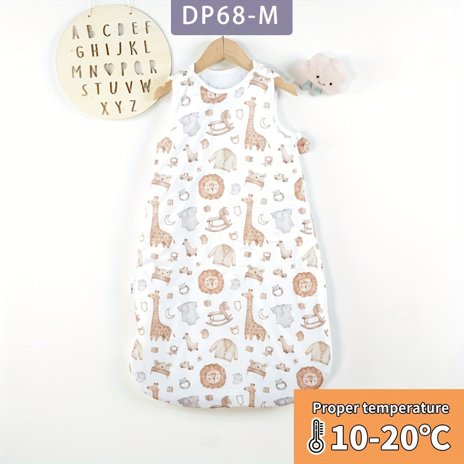 Cartoon Printed Sleeveless Sleeping Bag - Soft Polyester, Single Size, Colorful Design