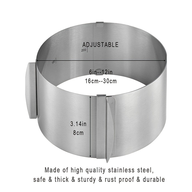 Adjustable Stainless Steel Mousse Ring for Telescopic Round Cake Mold - Ideal 6" to 12" Cake Baking Tool