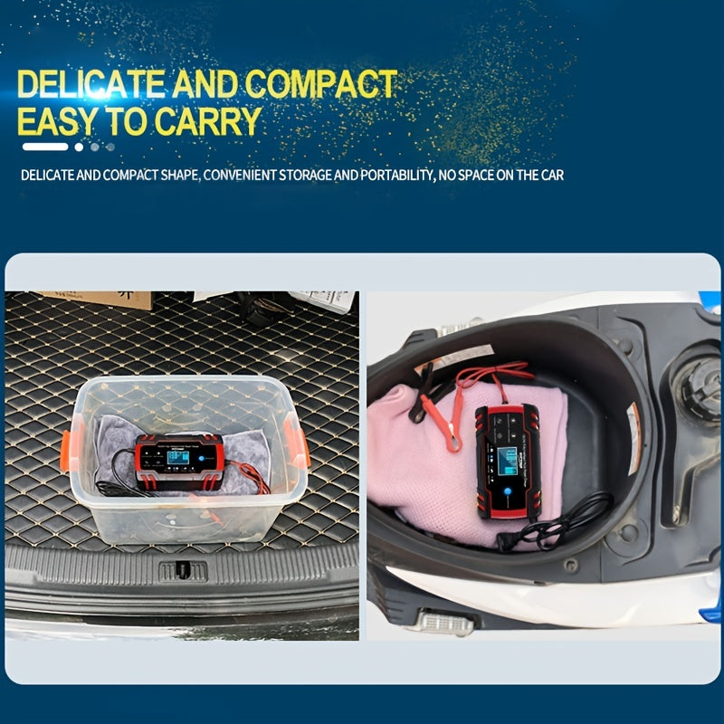 1pc 8A Smart Battery Charger for Wet AGM Gel Cell Lead Acid Batteries, EU Plug, Type-C, 220-240V Power Supply, Vehicle Charge Protection, Rugged Design, Portable and Versatile.