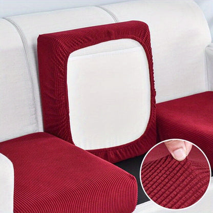 Removable and washable elastic sofa cushion cover, single piece, in a solid color to protect against dust.