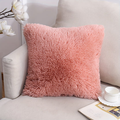 Luxurious 40.64x40.64 cm Fluffy Throw Pillow Cover with Zip Closure - Soft, Fuzzy Square Case for Sofa & Bedroom Decor, Hand Wash Only, Modern Home Decor. Pillow insert not included.