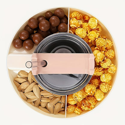 Plastic snack tray cup accessory with 3 dividers, easy to assemble, suitable for flat-mouth cups.