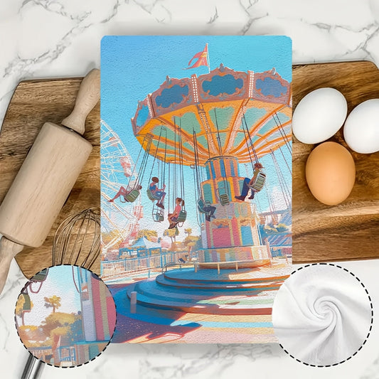 Set of 2 Kitchen Towels - Ultra Soft and Highly Absorbent, Perfect for a Day of Fun at the Amusement Park or Theme Park. Ideal for Holiday Decor, Machine Washable, Size: 16x24 Inches. Code: 2KYSMF1214120