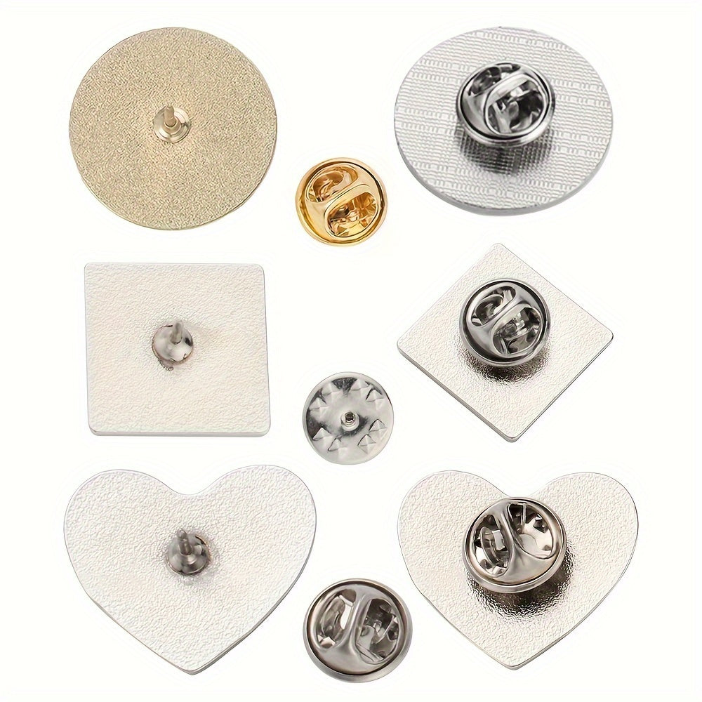 Set of 10 Customizable Metal Cufflinks & Button Badges - Choose from a Variety of Shapes for Personalized Gifts and Accessories