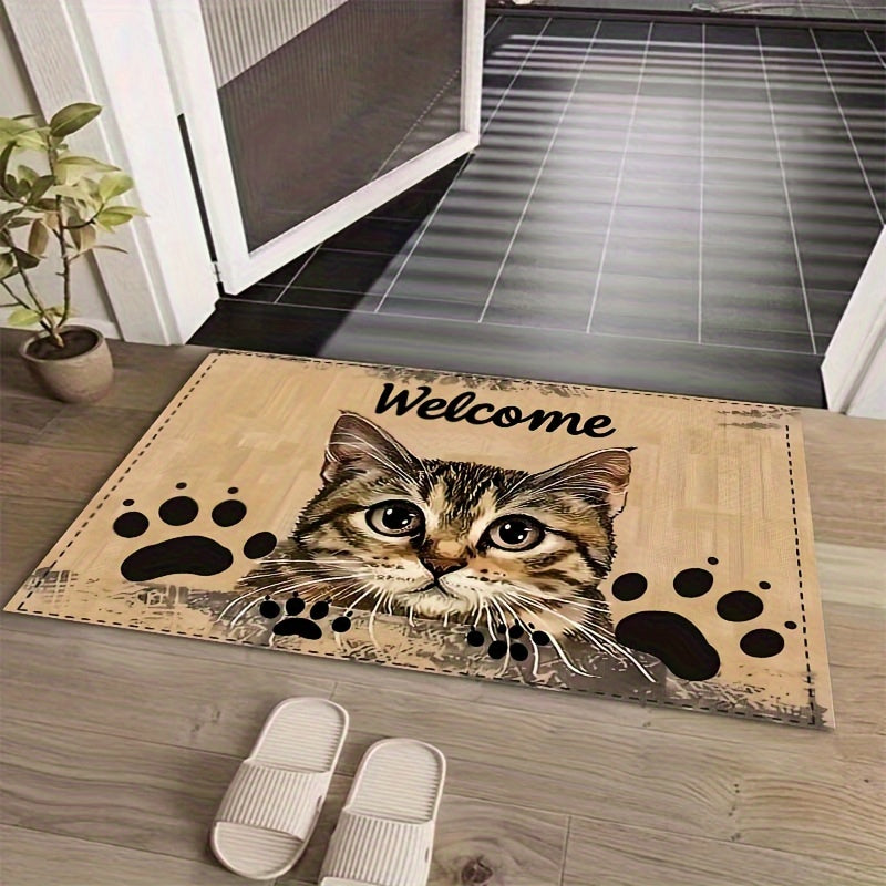 This Non-Slip Polyester Doormat with Cat Design is Both Stylish and Functional. Machine Washable for Easy Care, this Rectangle Indoor Entrance Rug is Perfect for the Kitchen, Living Room, Bedroom. A Decorative Floor Mat that will Welcome You Home.