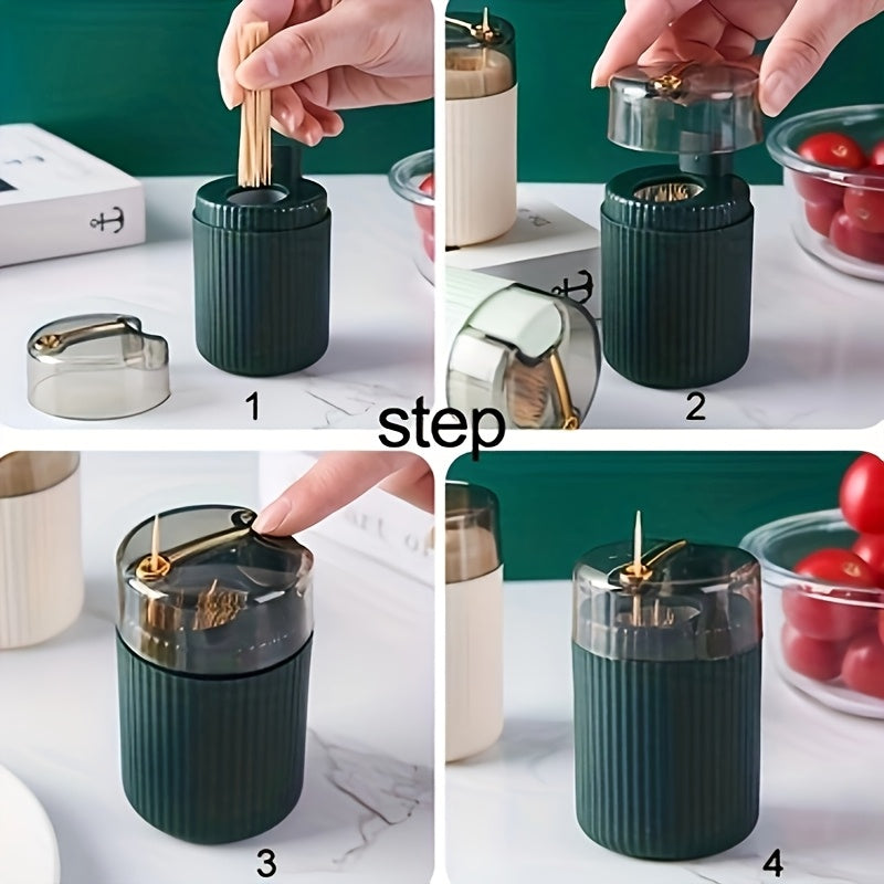 Durable plastic toothpick dispenser for kitchen and dining room with easy press function