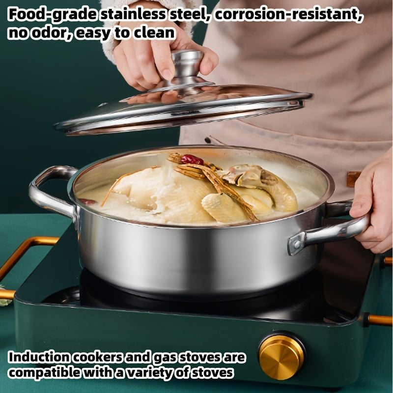 Set of 3 Stainless Steel Cookware with Handles & Lids - Includes 17.48cm, 21.29cm, 25.48cm Pots for Soups, Hot Pot, Noodles, Pasta & Seafood - Works with Induction & Gas Stoves - Comes in Colorful Gift-Ready Box